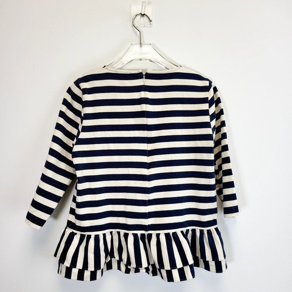 J. CREW Women's Ivory White Navy Striped Peplum Top MEDIUM Asymmetrical Cotton - Picture 10 of 11